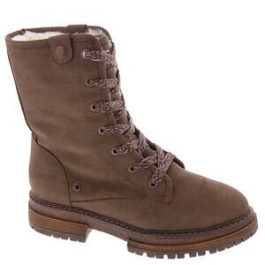 Roxy “Bruna 2” Fold Over Fuzzy Combat Boots Chocolate brown 6.5 NEW in Box